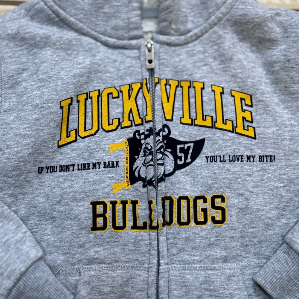 Lucky Brand Luckyville Bulldogs Gray Hoodie Jacket with Sherpa Lining